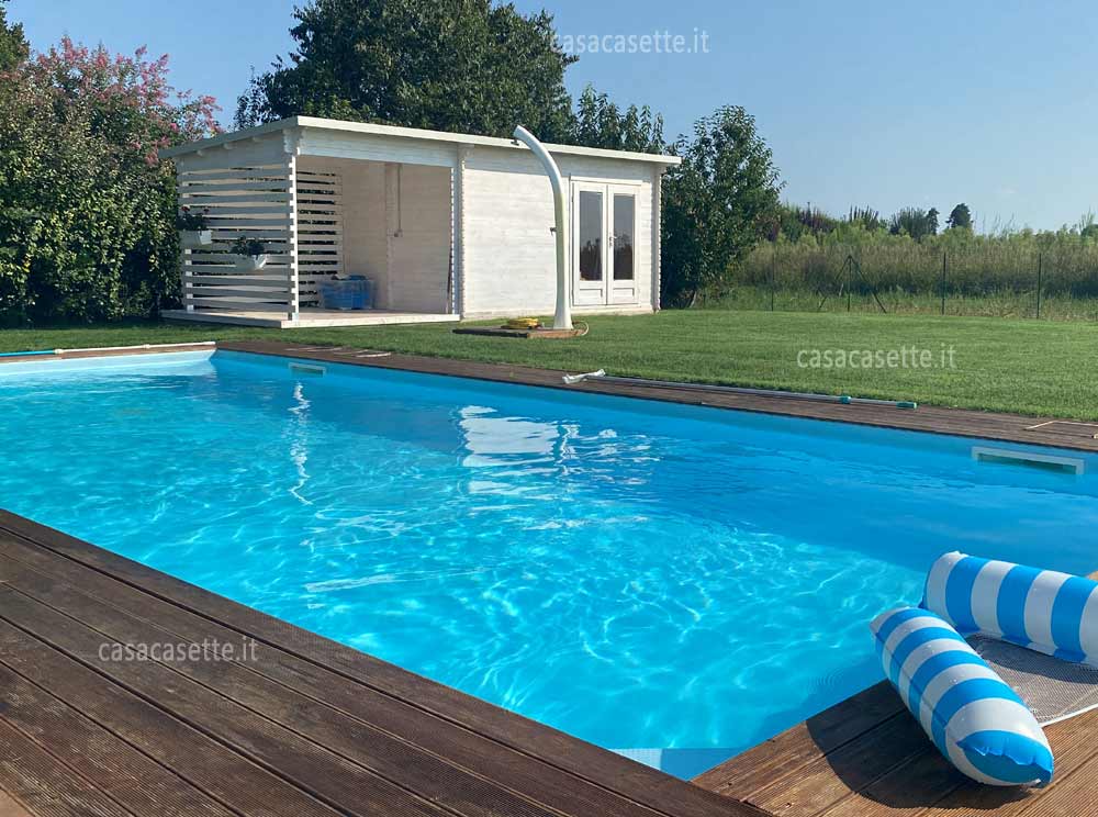 Casetta in legno su misura bianca Casetta in legno blockhouse su misura bianca