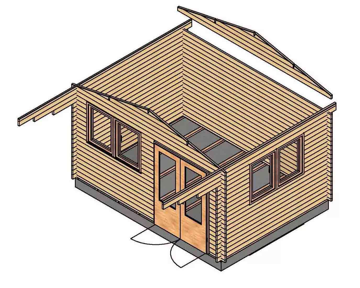 montaggio timpani e travi tetto casetta in legno