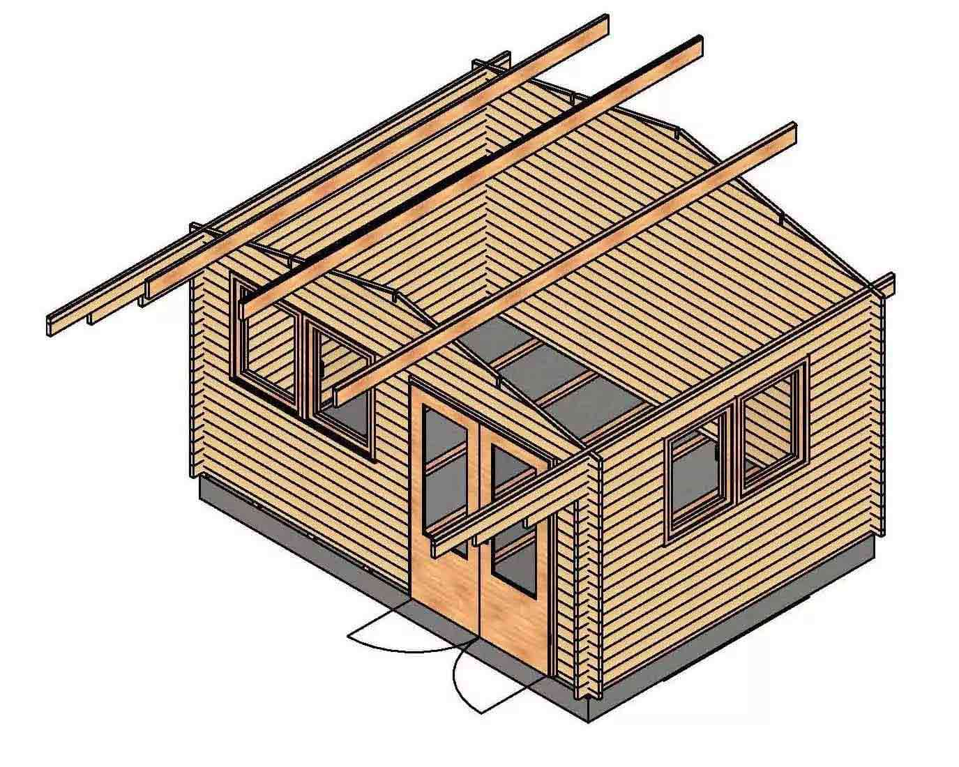 travi tetto casetta in legno blockhouse