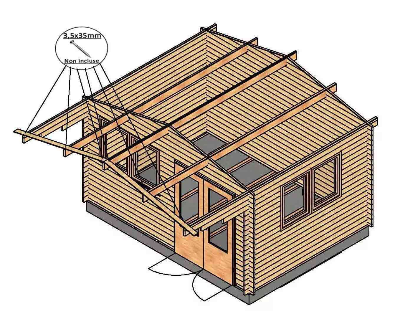 montaggio assito tetto casetta in legno
