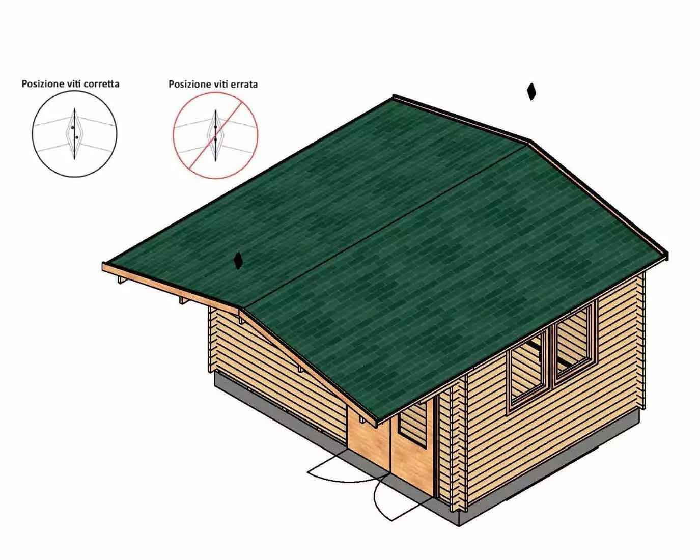 montaggio rombo di finitura casetta in legno