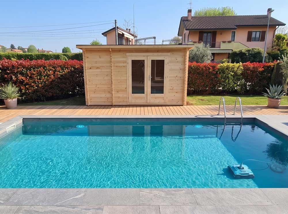Casetta in legno per piscina