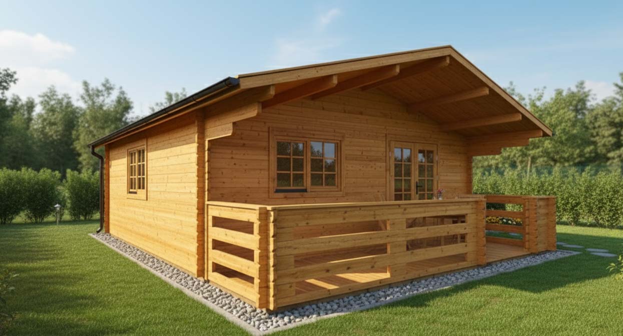 Casetta con veranda esterna in legno