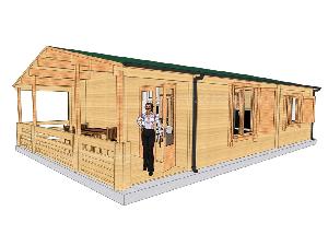 Casetta in legno modello Rapallo misure 60mq V2- CON Veranda