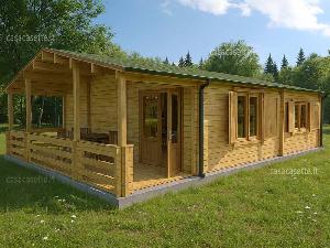 Casetta in legno modello Rapallo misure 60mq V2- CON Veranda