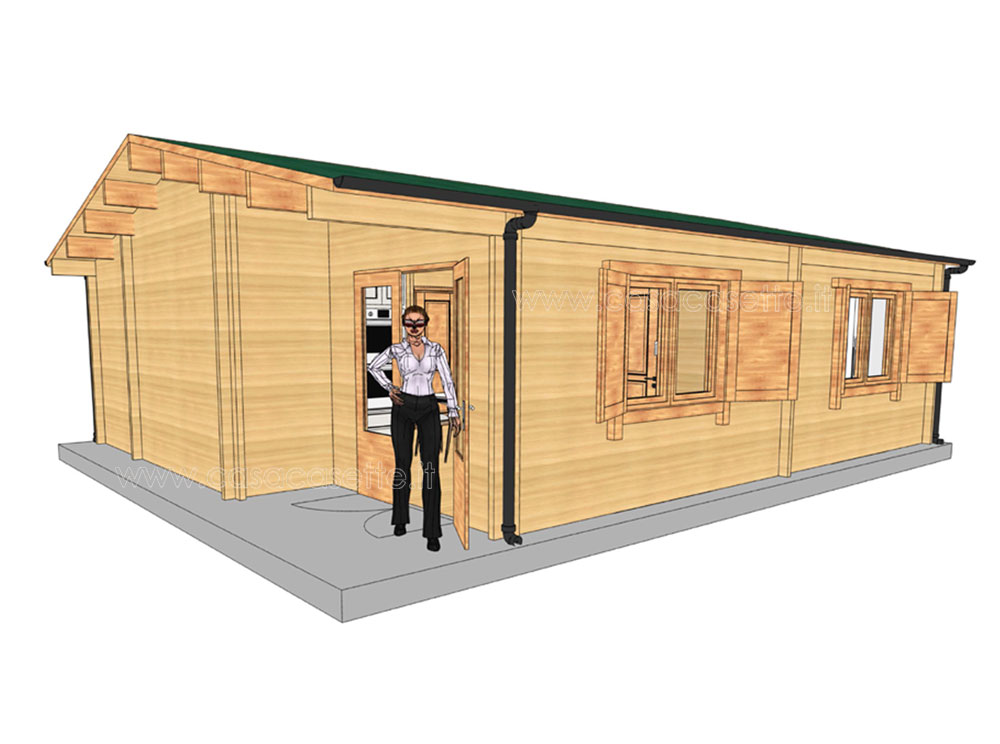 Casetta in legno modello Rapallo 60mq V1- NO Veranda