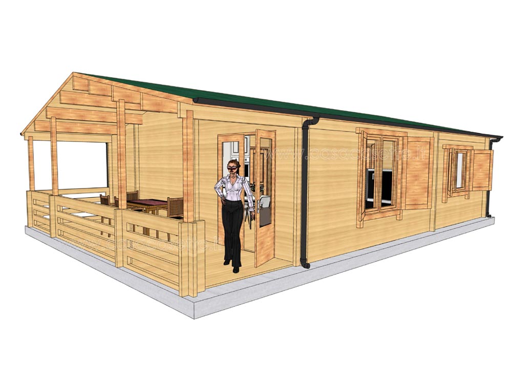 Casetta in legno Rapallo 60mq V2 - CON Veranda