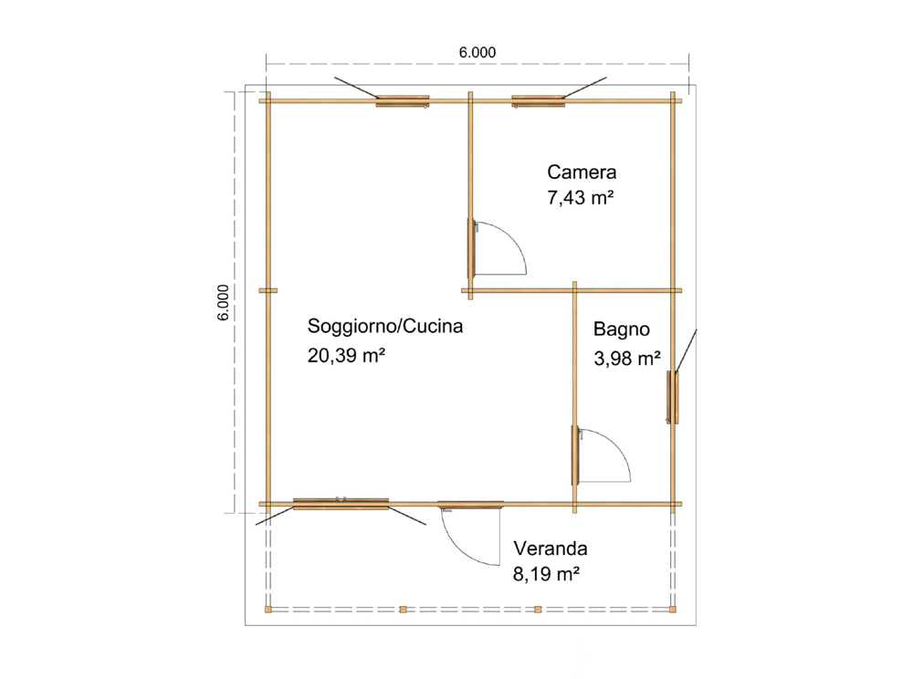 Casetta Merano 6x6 V.1 V.2 disegni Casetta modello Merano 6x6 V.1-V.2 disegni