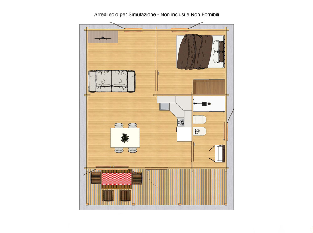 Casetta Merano 6x6 V.1 V.2 pianta Casetta modello Merano 6x6 V.1-V.2 pianta
