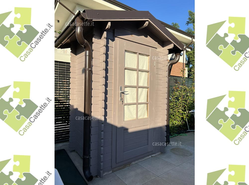 Casetta Novara 15x12 impregnante tortora Casetta modello Novara 15x12 impregnante tortora grondaia