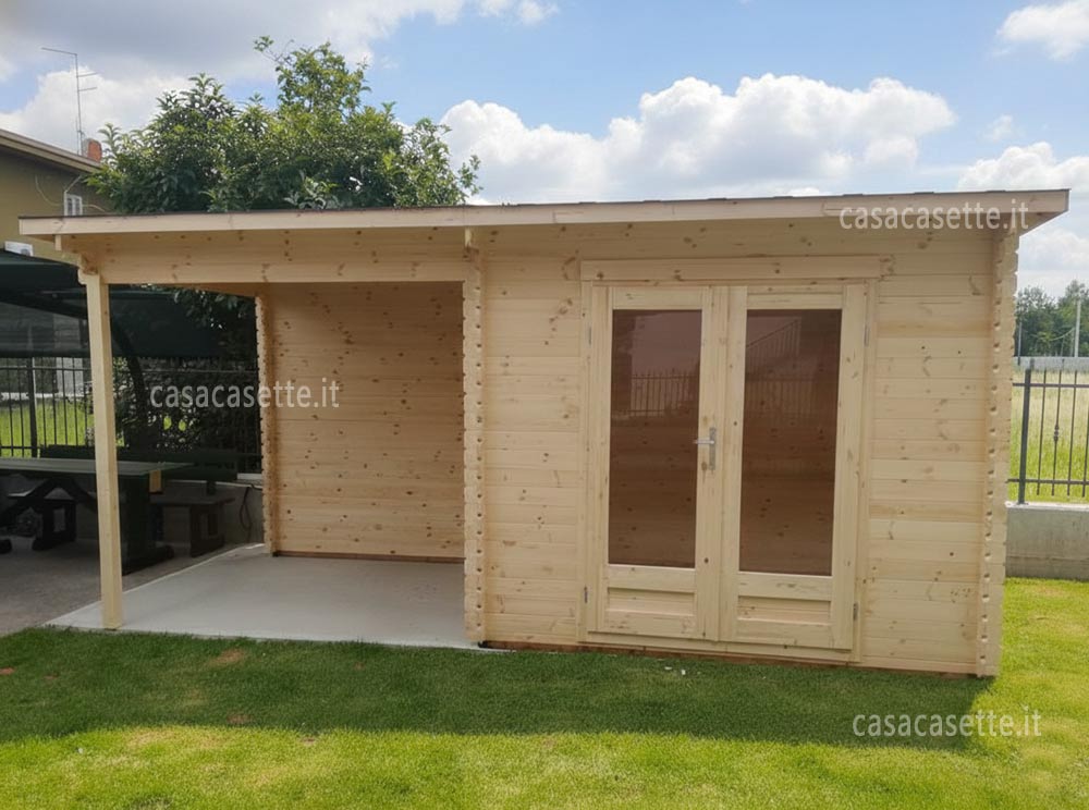 Casetta modello Piacenza 3x25 + portic. 25 porta finestra