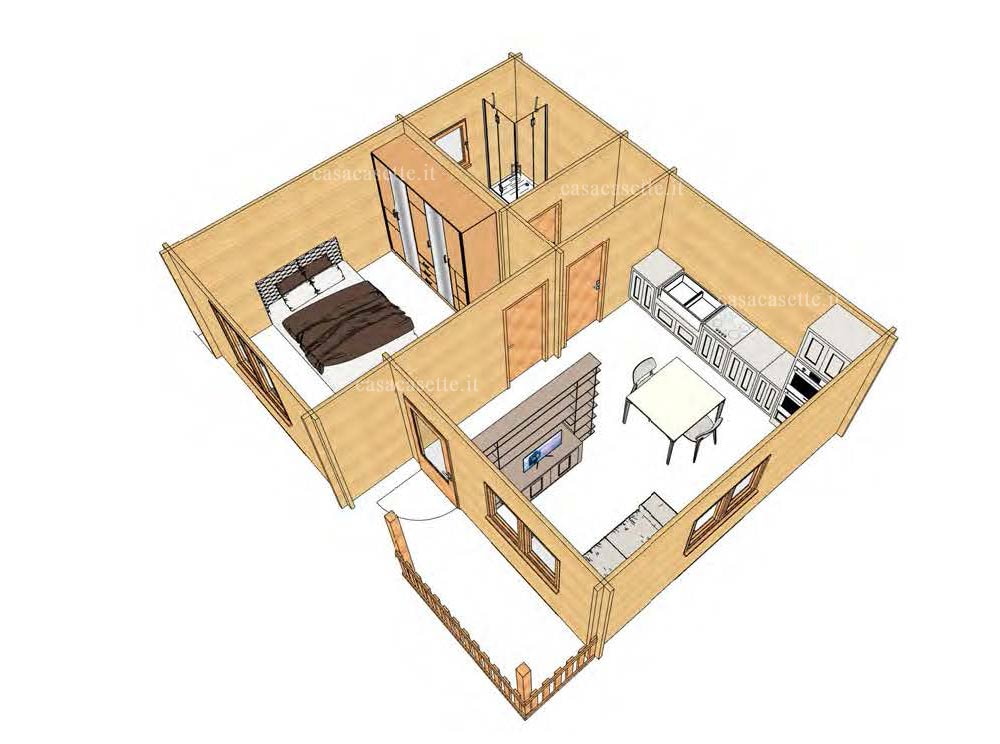 Casetta modello Portofino 50mq stanze simulazione