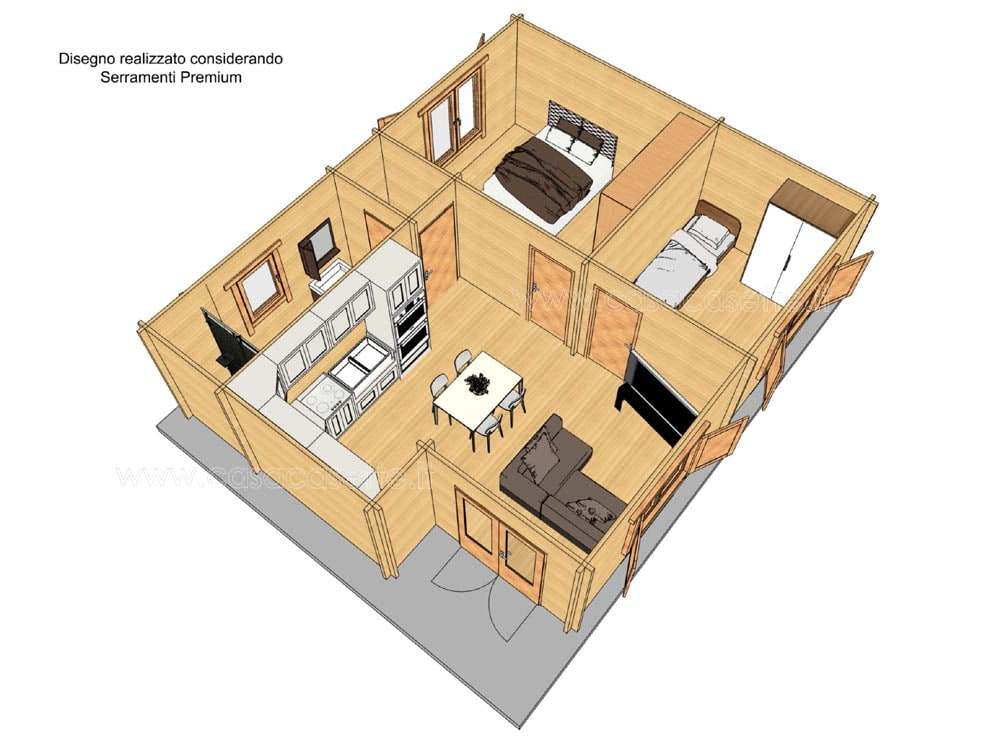 Casetta modello Rapallo 60mq V1- NO Veranda mobili simulazione