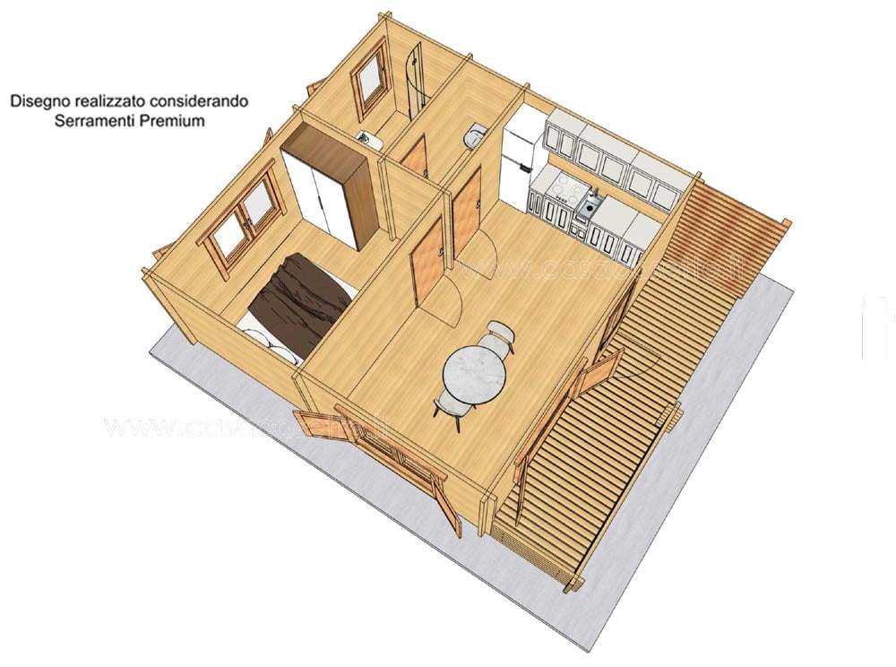 Casetta modello Sanremo 36mq interni simulazione