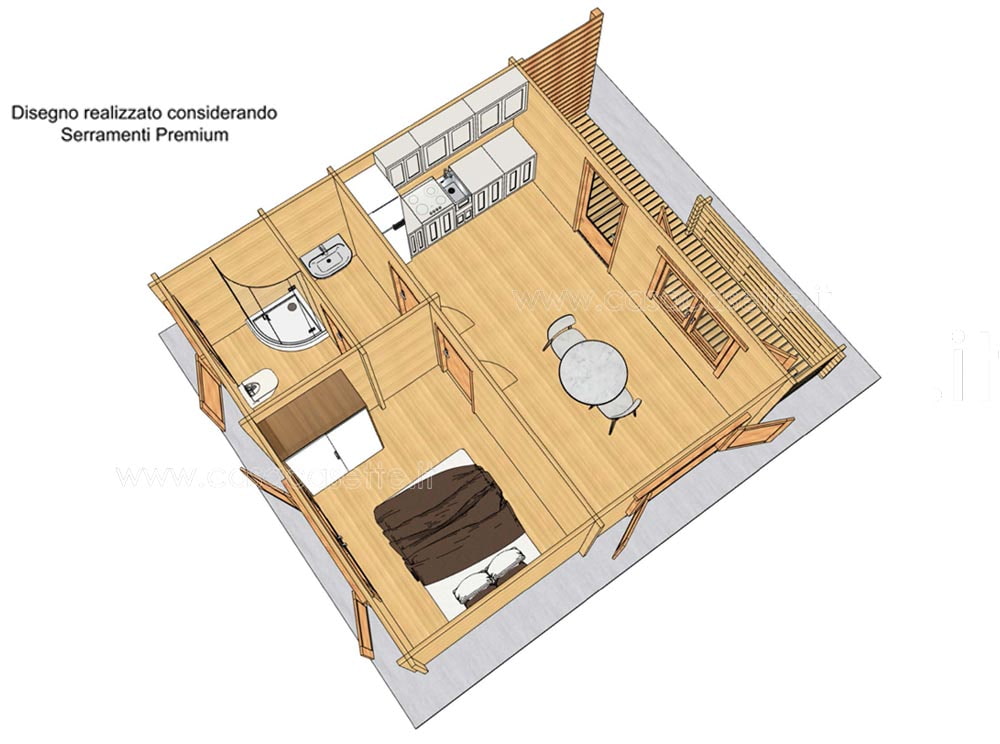 Casetta modello Sanremo 36mq mobili simulazione