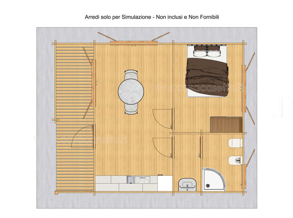 Casetta modello Sanremo 36mq piantina simulazione
