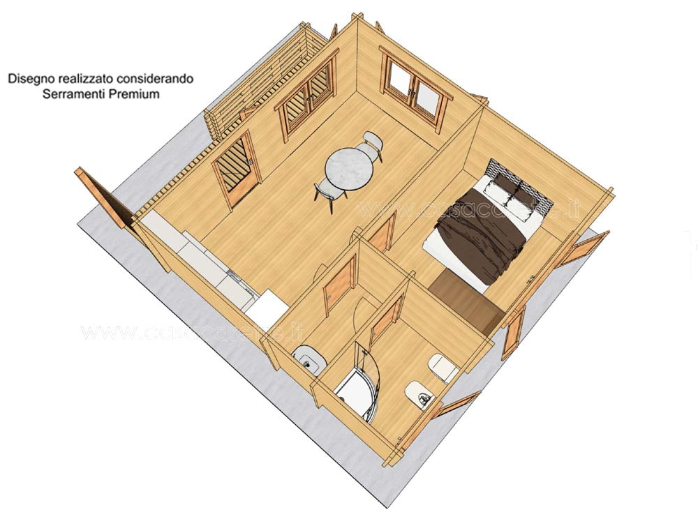 Casetta modello Sanremo 36mq stanze simulazione