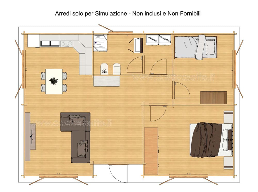 Casetta Torino 10x7 arredi Casetta modello Torino 10x7 arredi simulazione