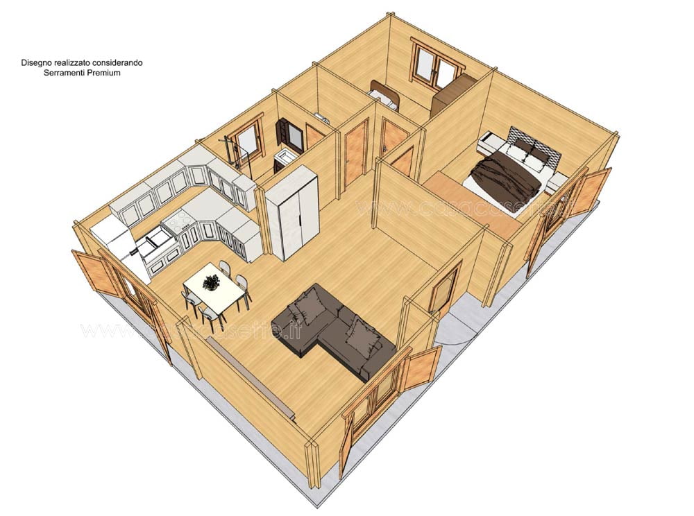 Casetta Torino 10x7 interni Casetta modello Torino 10x7 interni simulazione
