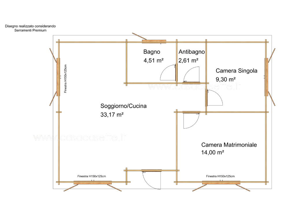 Casetta Torino 10x7 pianta Casetta modello Torino 10x7 pianta stanze