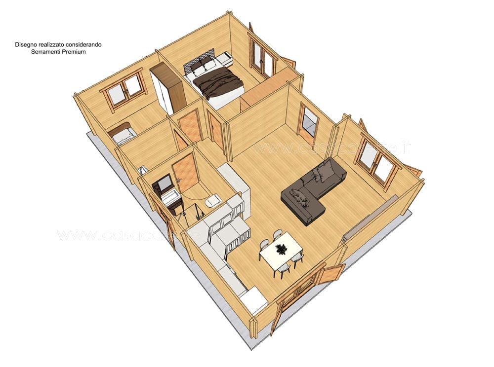 Casetta Torino 10x7 piantina Casetta modello Torino 10x7 piantina simulazione