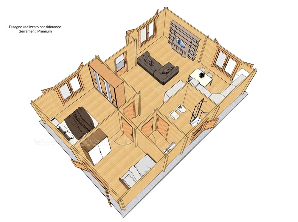 Casetta Torino 10x7 stanze Casetta modello Torino 10x7 stanze simulazione