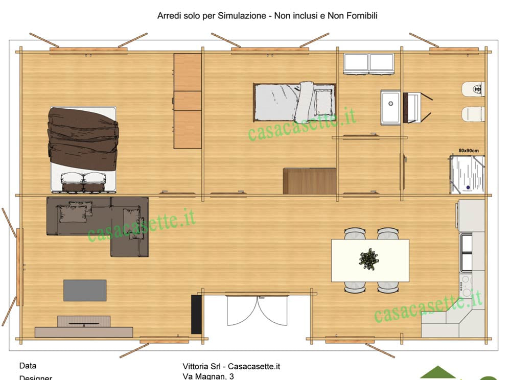 Casetta Viareggio 75mq interni Casetta modello Viareggio 75mq interni simulazione