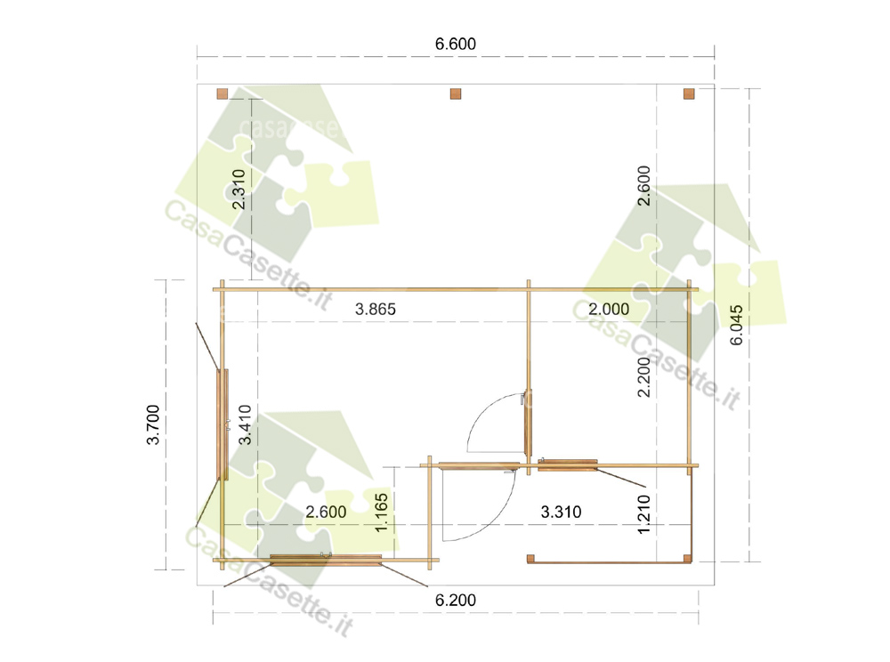 Preingresso roulotte 6,2x3,7 45mm Pianta