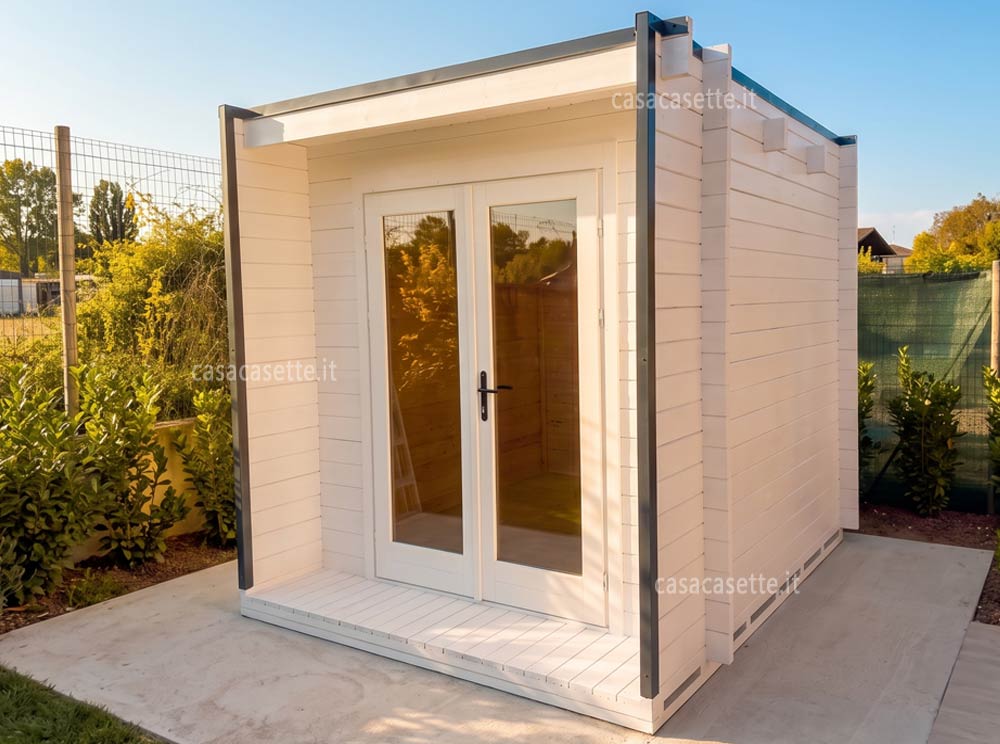 Casetta modello Vittoria Cube 2,5x2,5 bianco impregnante